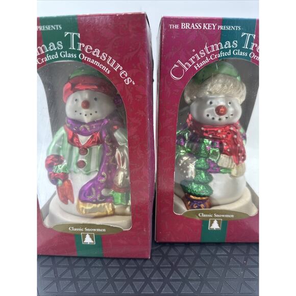 Lot Of 3 Y2K KMart Christmas Treasures Blown Glass Ornament Classic Snowman - Picture 4 of 6